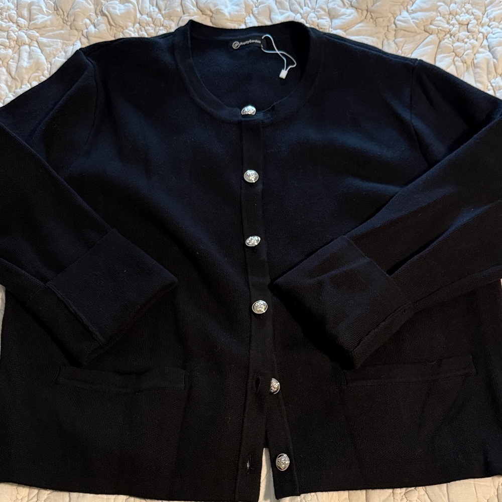 Black Cardigan with Gold Buttons